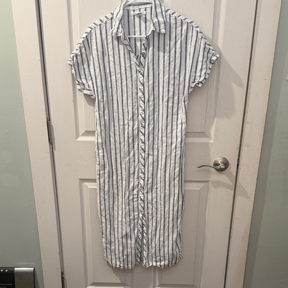 Lucky Brand Dresses & Skirts - Lucky Brand Navy and White Striped Shirt Dress